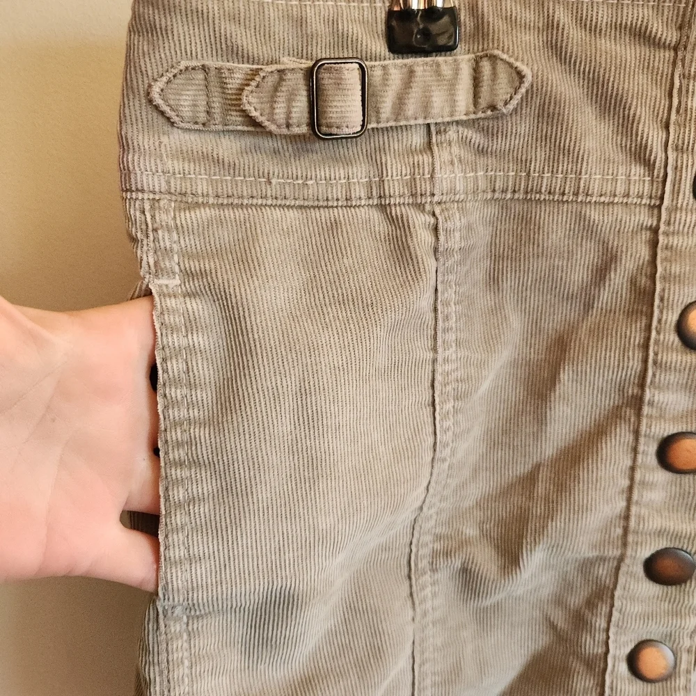 GAP Y2K Button-Front Corduroy Mini Skirt in Taupe Tan Small 4 Cotton